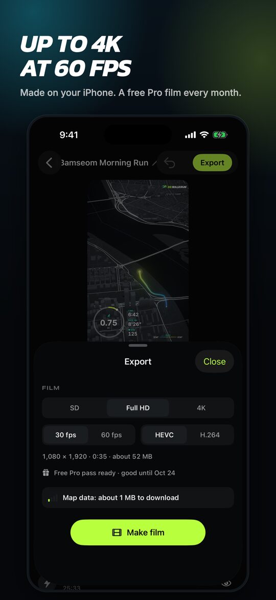 Export in up to 4K at 60 fps